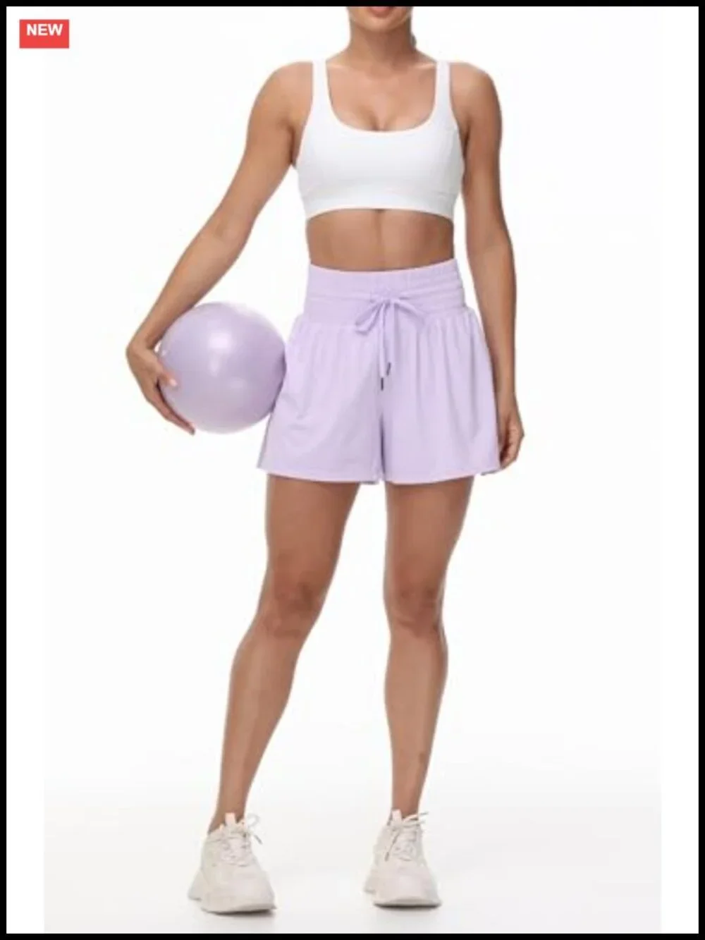 High Waist Athletic Skort with Pockets Flowy Double Layer Running Shorts